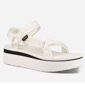 Teva Women's Flatform Universal Mesh Print Bright White Sandal, Sz 9